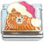 Brown Dog Red Santa Hat Italian Charm