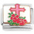 Religious Cross Flowers Italian Charm