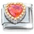 Orange Bling Heart Beaded Trim Italian Charm