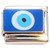 Evil Eye Blue Background Goldtone Base Italian Charm