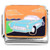 Blue Car Driving Sunset Italian Charm
