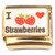I Love Strawberries Gold Base Italian Charm