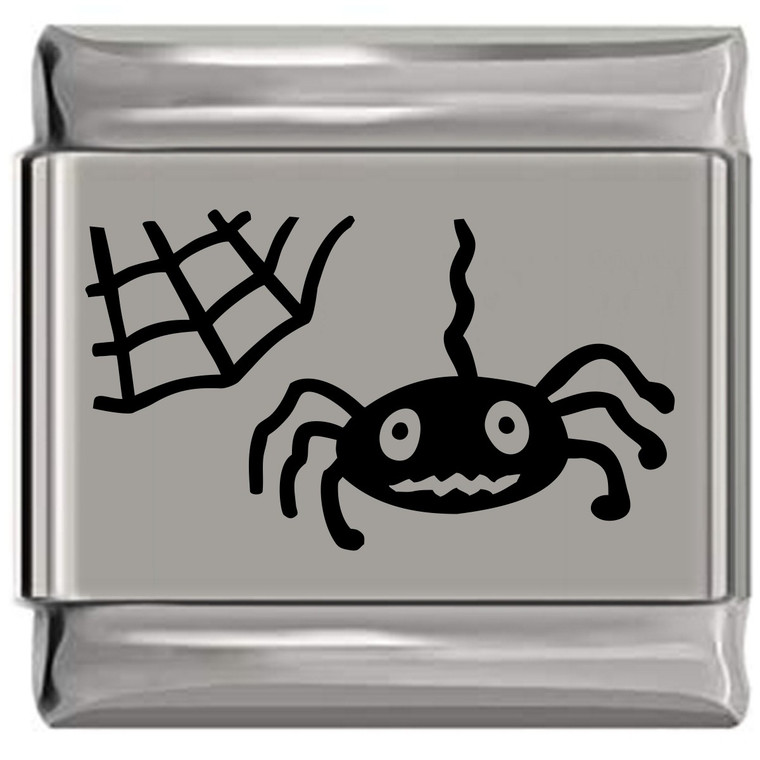 Spider and Web Laser Engraved Italian Charm (9mm Standard Size)