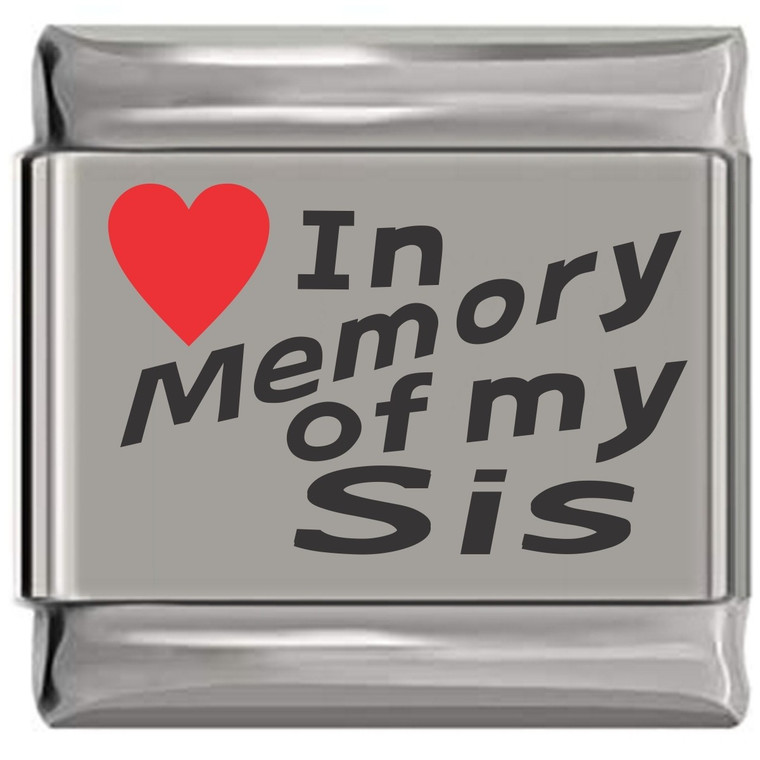 In Memory of My Sis Red Heart Laser Engraved Charm