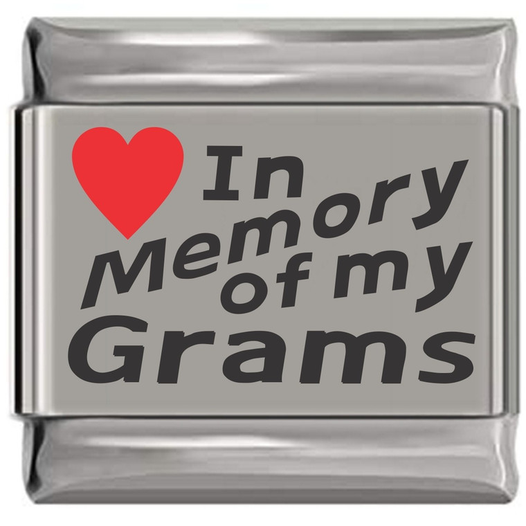 In Memory of My Grams Red Heart Laser Engraved Charm