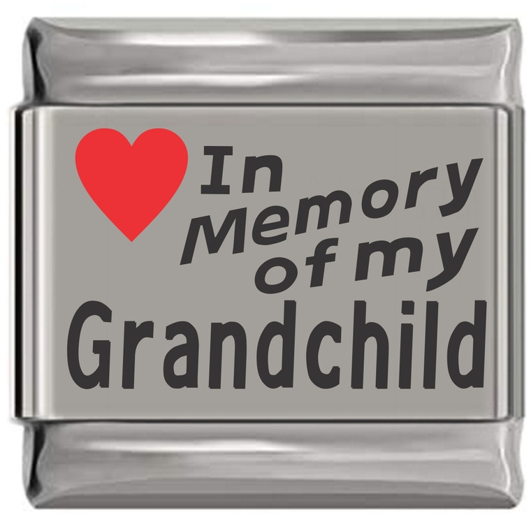 In Memory of My Grandchild Red Heart Laser Engraved Charm