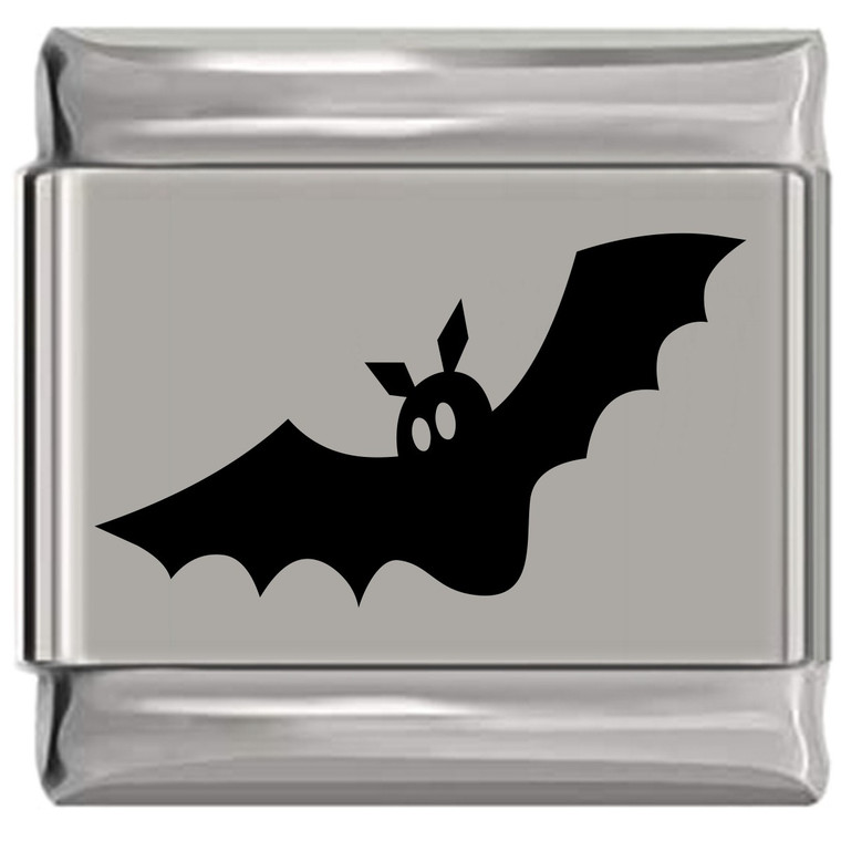 Bat Flying Halloween Laser Engraved Italian Charm