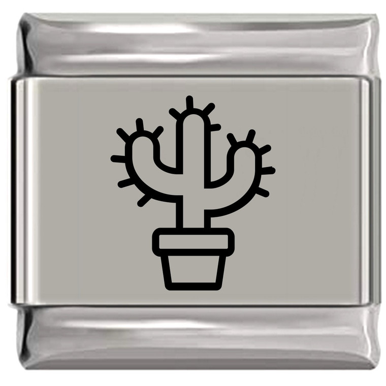 Desert Cactus Pot Laser Engraved Italian Charm