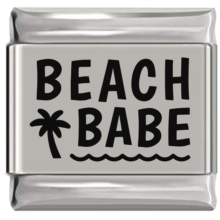 Beach Babe Palm Tree Laser Engraved Italian Charm