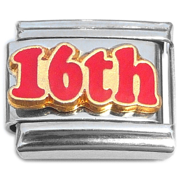 Number Sixteen 16th Sixteenth Italian Charm