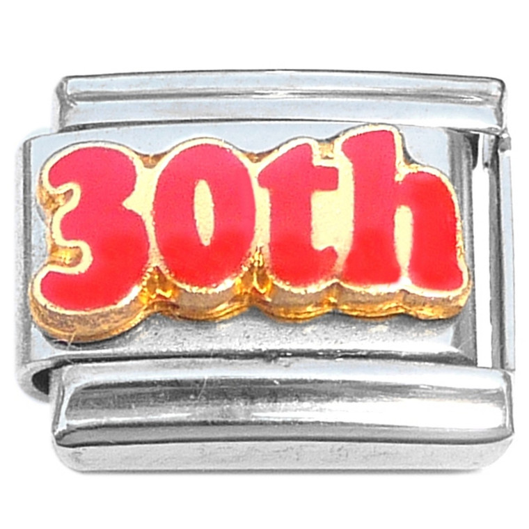Number Thirty 30th Thirtieth Italian Charm