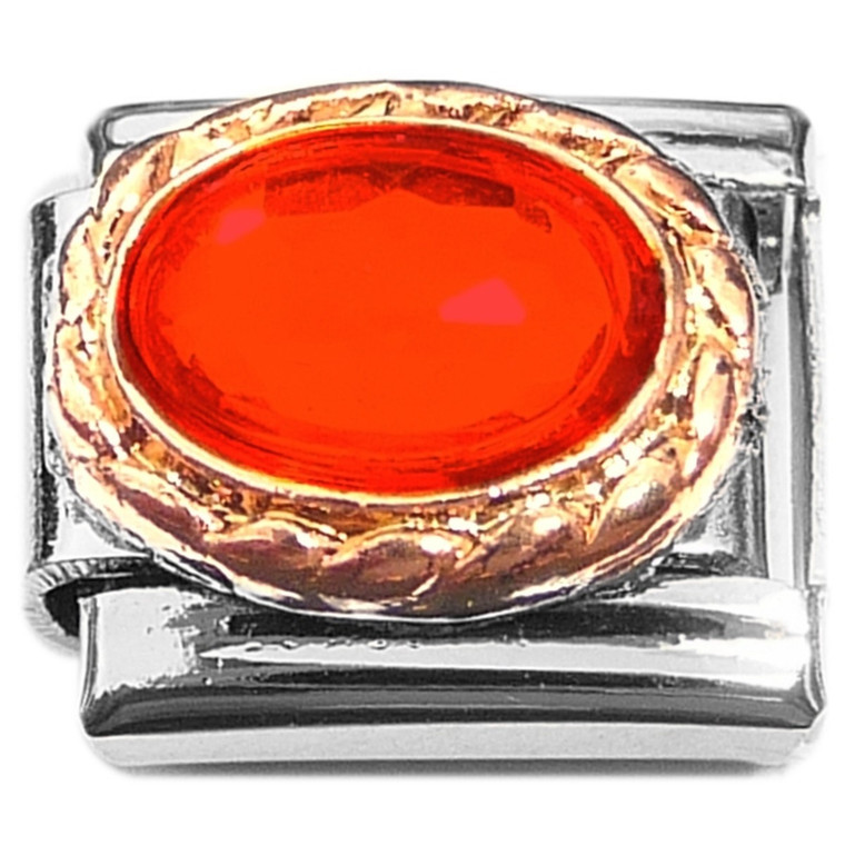 Red Oval Bling Italian Charm