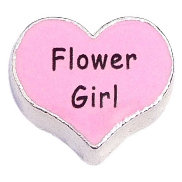 Flower Girl Pink Heart Floating Locket Charm