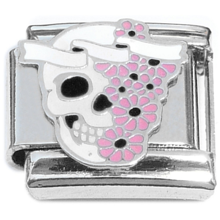 Skull Flowers Italian Charm