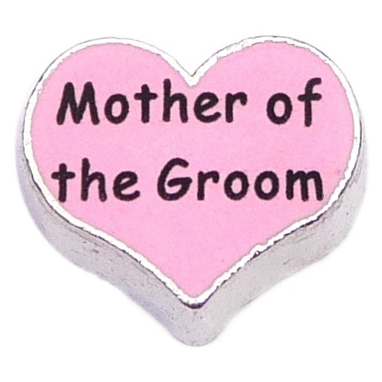 Mother Of The Groom Pink Heart Floating Locket Charm