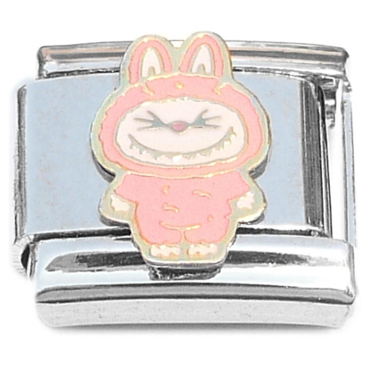 Cute Monster Eyes Closed Pink Italian Charm