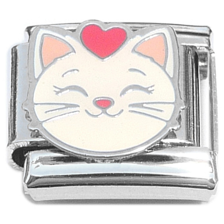 Cat Pink Heart Italian Charm