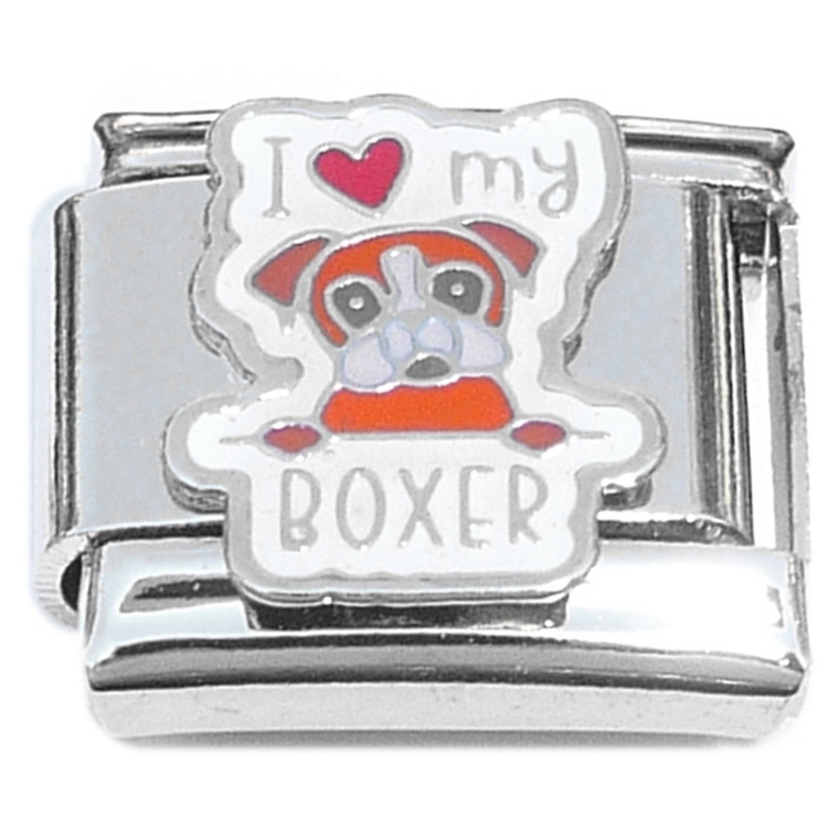 I Love My Boxer Italian Charm