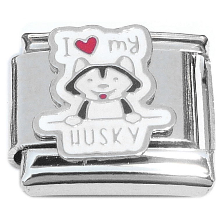 I Love My Husky Italian Charm