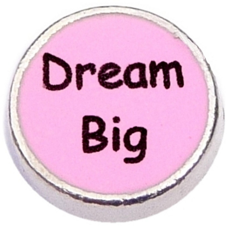 Dream Big Pink Circle Floating Locket Charm