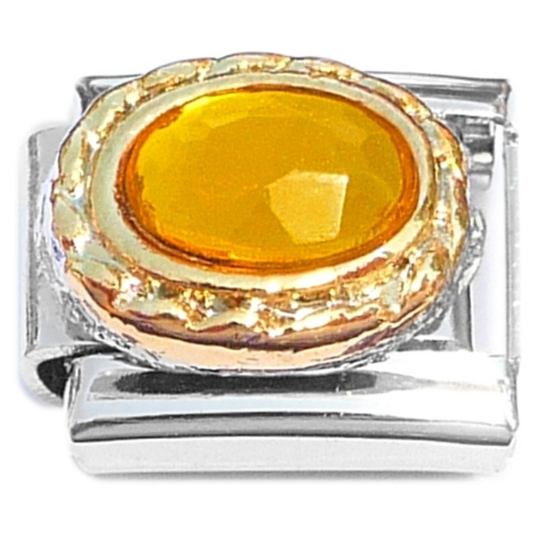 Oval Amber Bling Italian Charm