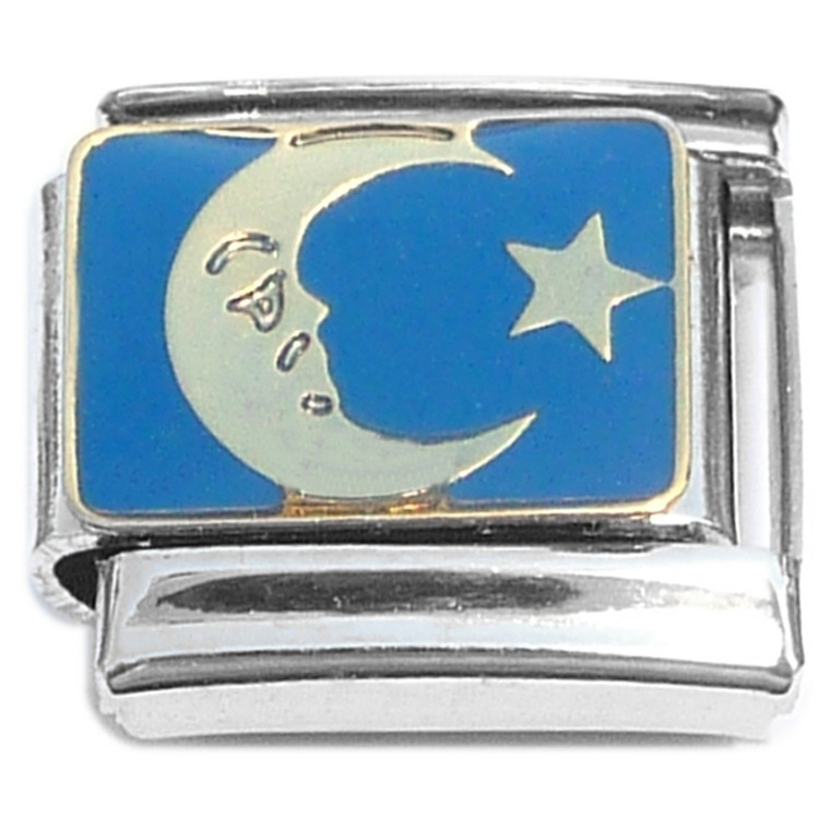 Moon Star on Blue Italian Charm