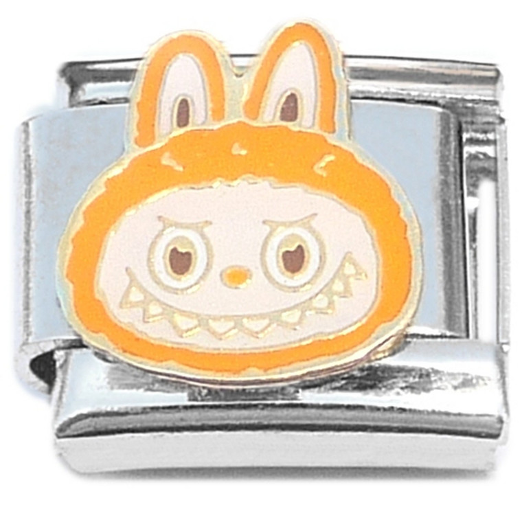 Cute Monster Face Orange Italian Charm
