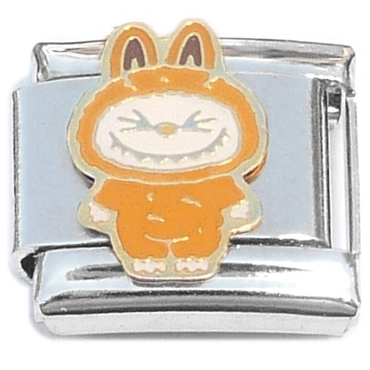 Cute Monster Eyes Closed Orange Italian Charm