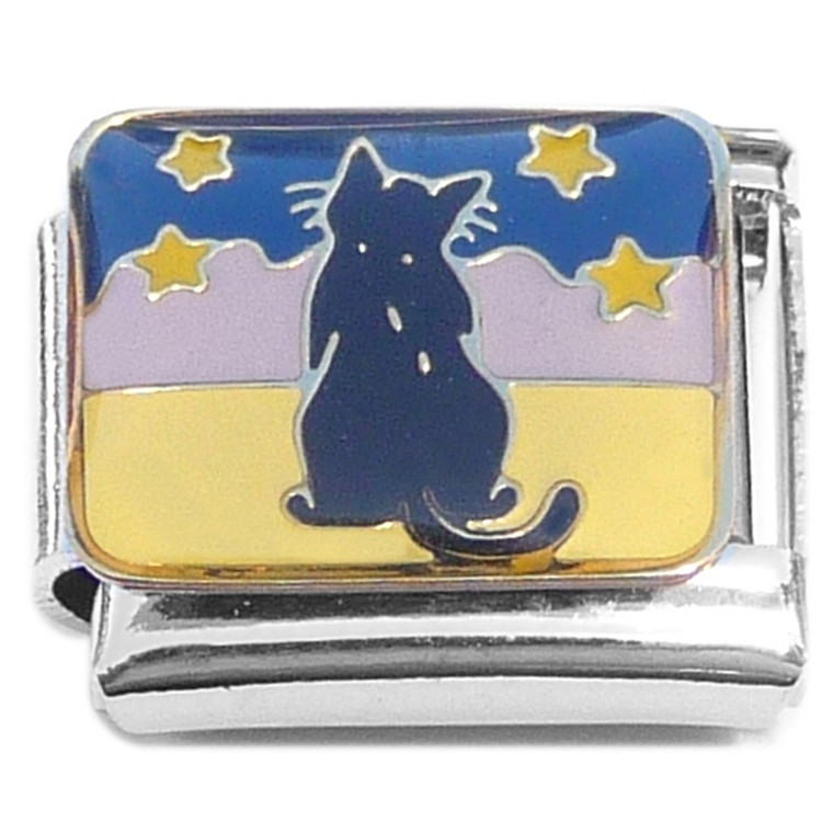 Cat Night Sky Stars Italian Charm