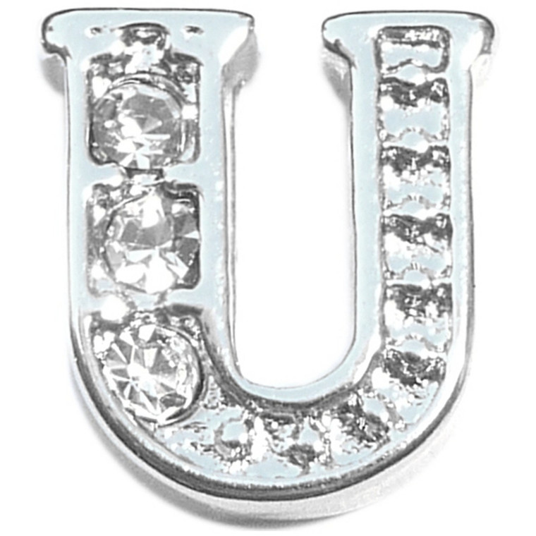 Fancy Letter U Floating Locket Charm