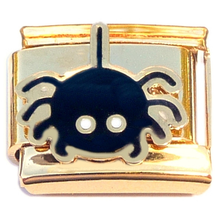 Black Spider Gold Base Italian Charm