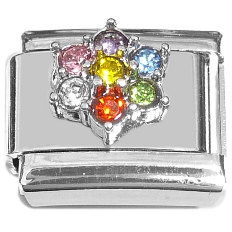 Colorful Bling Flower Italian Charm