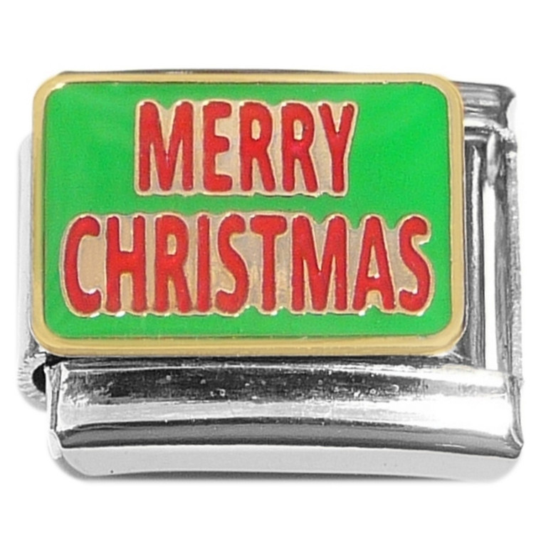 Merry Christmas Red Green Italian Charm