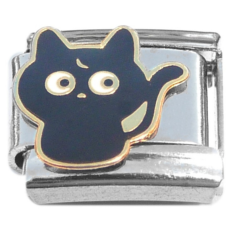 Black Cat Looking Italian Charm