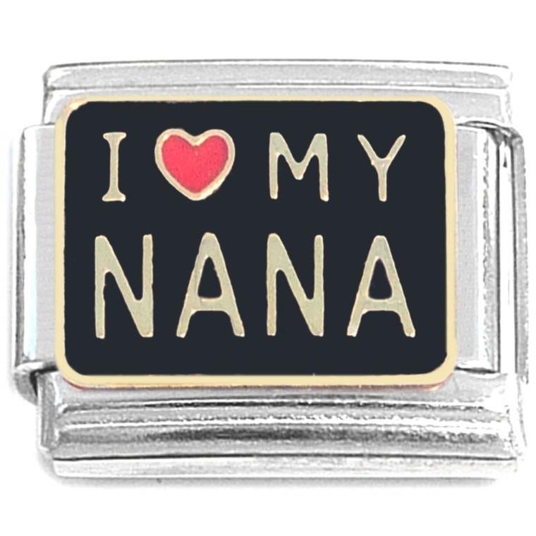 I Love My Nana on Black Italian Charm