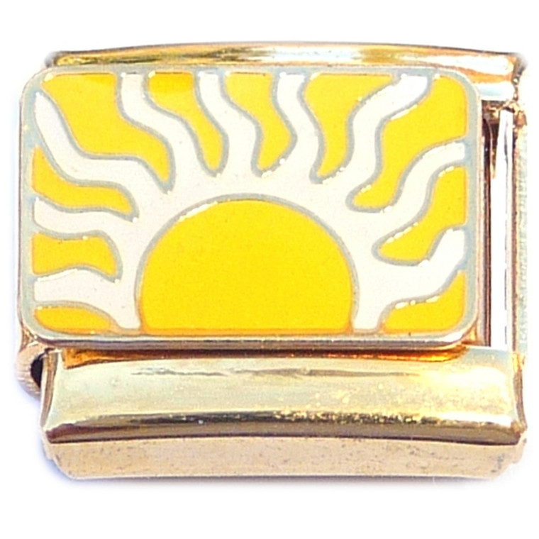 Wavy Rays Sun Gold Base Italian Charm