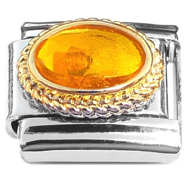 Amber Bling Beaded Border Italian Charm