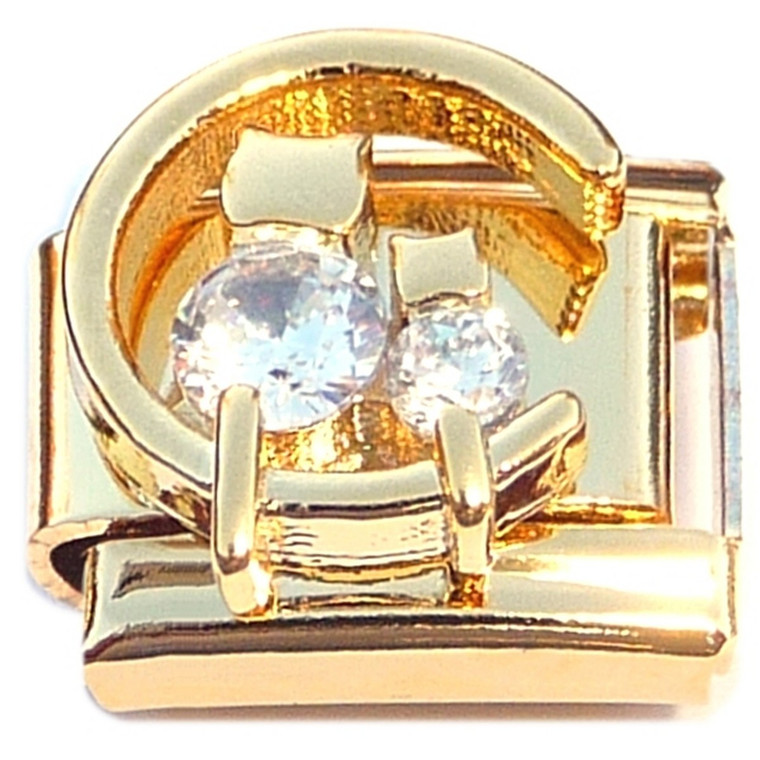 Cats Moon Gold Base Italian Charm