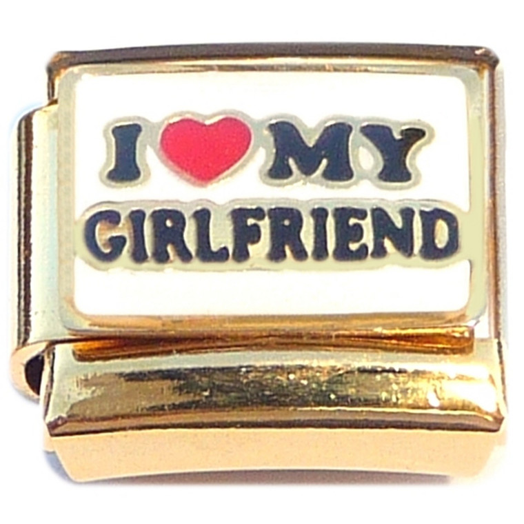 I Love My Girlfriend Gold Base Italian Charm