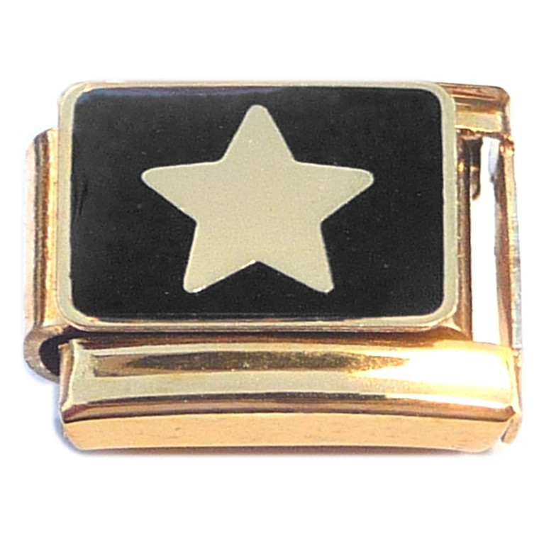 Star on Black Gold Base Italian Charm