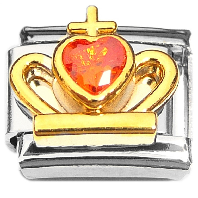 Red Claddagh Heart Italian Charm