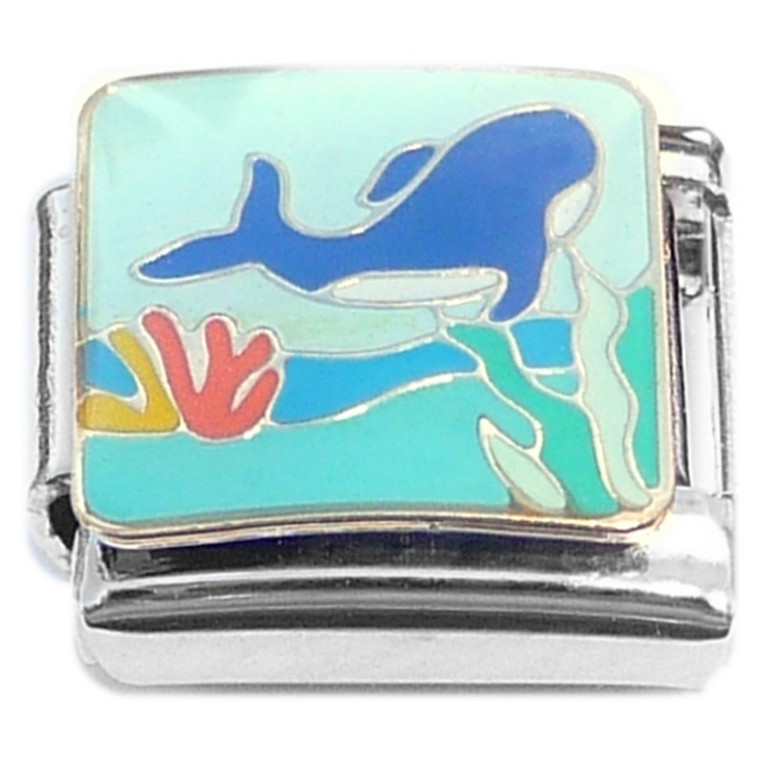 Whale Swimming Ocean Coral Italian Charm