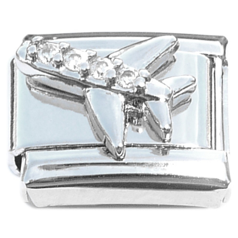 Bling Airplane Flying Italian Charm