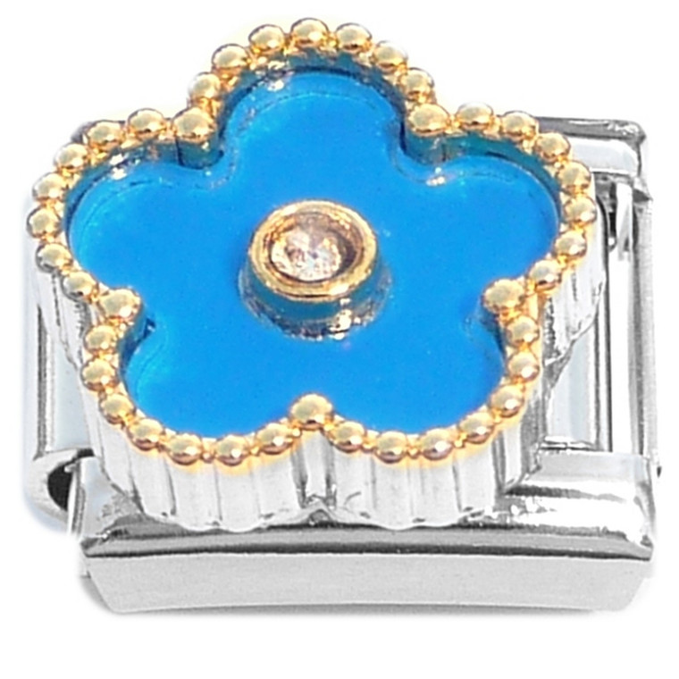 Blue Flower Fringed Italian Charm