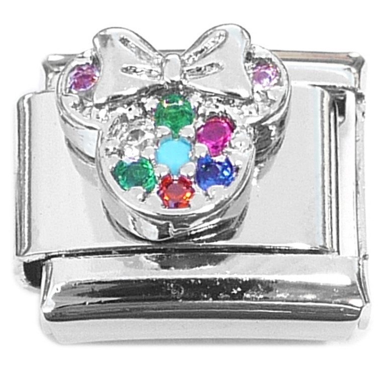 Bling Mouse Ears and Bow Italian Charm