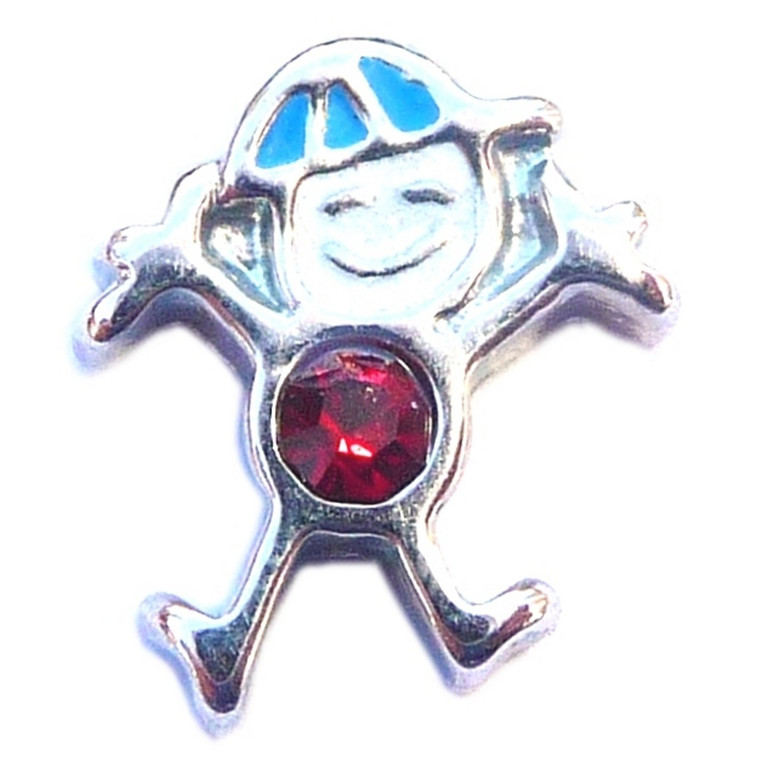 January Boy Silvertone Floating Locket Charm