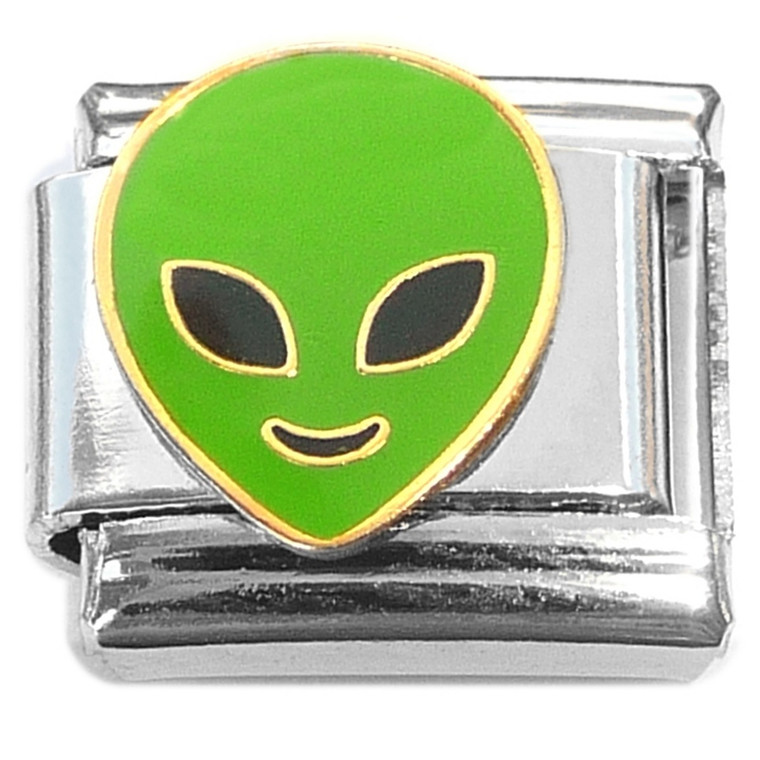 Green Alien Head Italian Charm