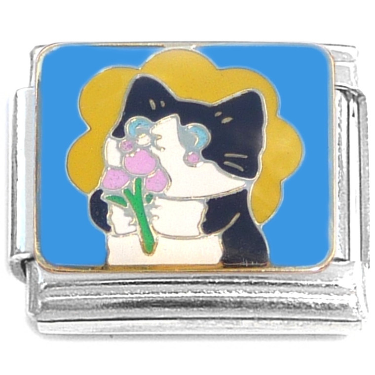 Flowers and Cat Italian Charm