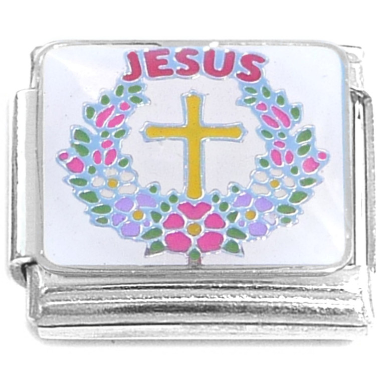 Jesus Cross Wreath Italian Charm