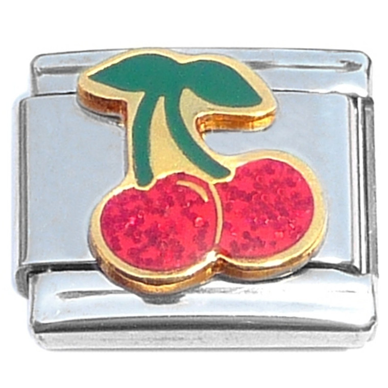 Cherries Red Glitter Italian Charm